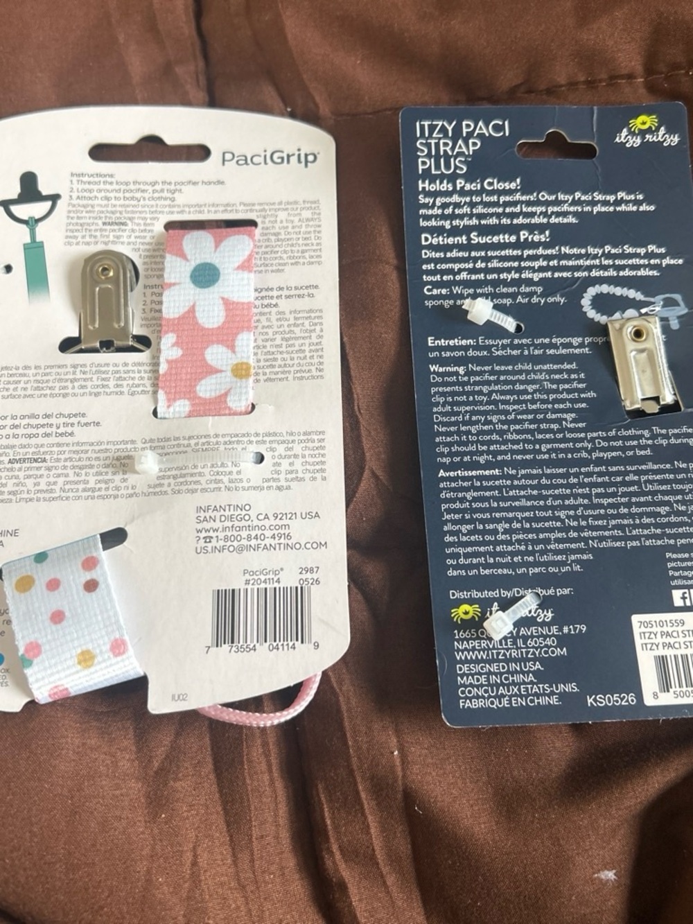 Infantino Floral Dot PaciGrip Pacifier Strap - White & Pink